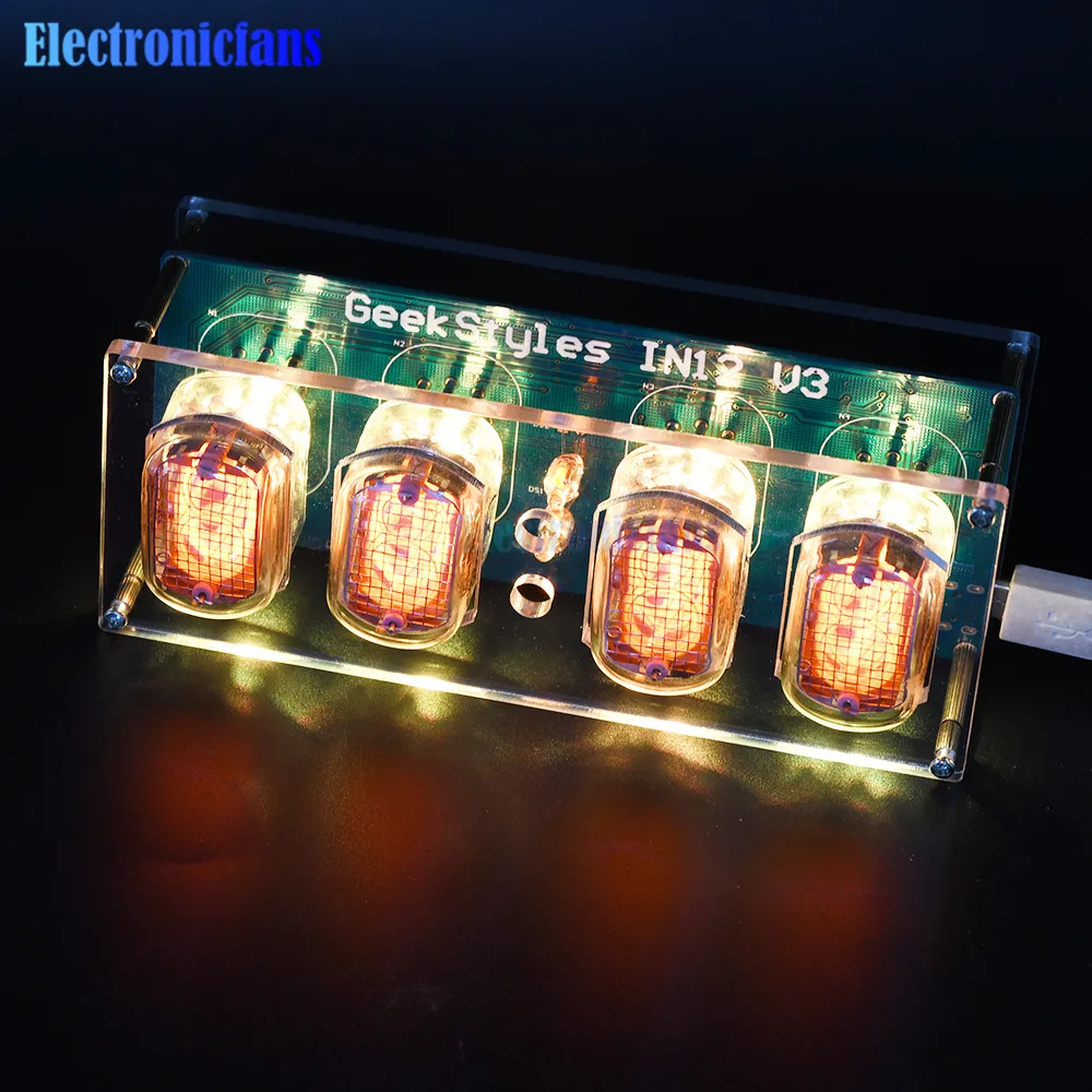 Diy In12 In-12 Nixie Tube Pcba Kit Colorful Digital Clock Module Electronic DIY Kit Circuit Board without Tubes