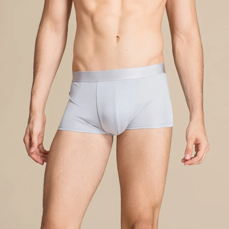 Birdsky, 3 peças de cueca boxer masculina 100% seda pura amoreira, cintura média de secagem rápida, 4 cores sólidas. HM-02