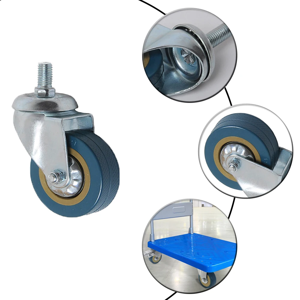 4Pcs 2 Inch Swivel Caster Wheels Heavy Duty Caster with M10x30mm Threaded Stem Wheels For Carts workbench Equipment