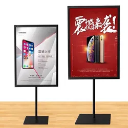 Metal Frame Pedestal A4 Advertising Poster Stand Supermarket Sign Label Holder Stand Desktop POP Banner Frame Display Board