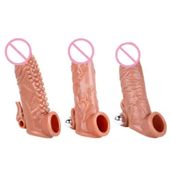 Large Penis Sleeve Reusable Comdom Delay Spike Clit Ejaculation Penis Sleeve Dick Male Dildo Enlargers Sex Toys for Men