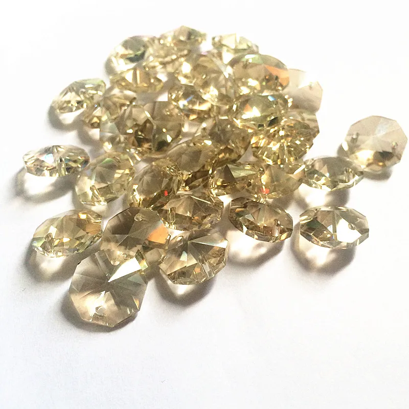 Top Quality 200pcs Multicolor K9 Crystal Glass Octagon Beads in 2 holes (Free Rings) Chandelier Parts DIY Beads Garland Strands