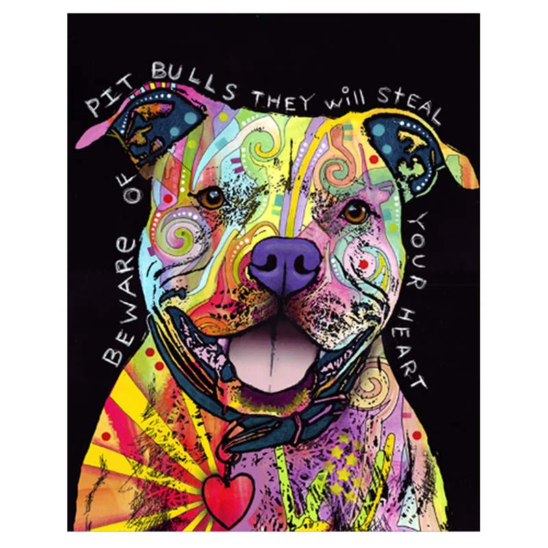 5D DIY Handmade Art Christmas Mosaic Painting Full Diamonds Colorful Bulldog Home Decoration Wall Gift Diamond Painting  FC606