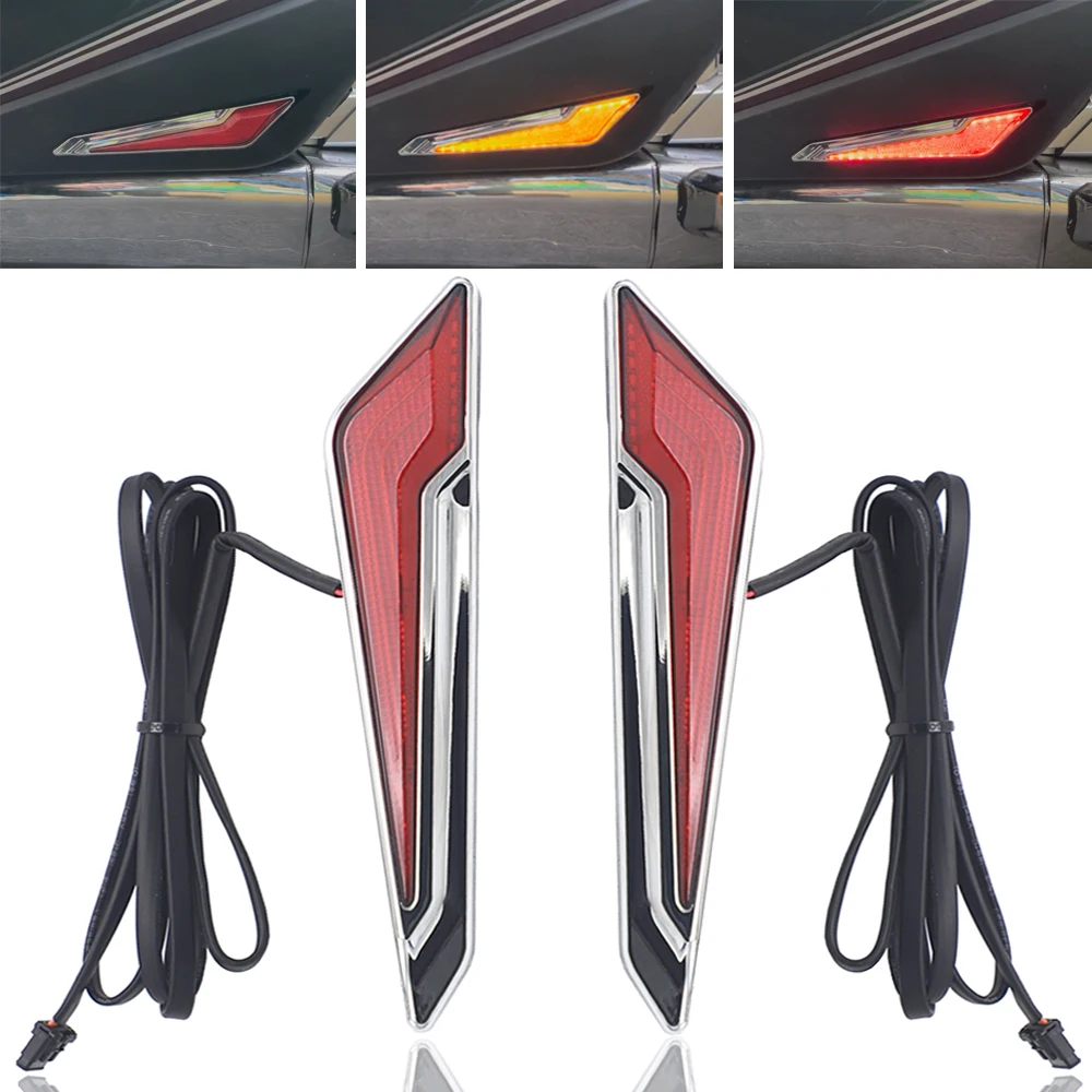 Gold Wing Turn Signal Side Saddlebag Inserts Chrome LED Marker Light Decorative Lamp For HONDA Goldwing 1800 GL1800 F6B 2018 -UP