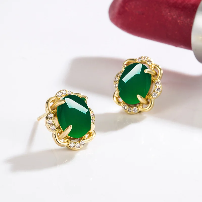 DIWENFU 10K Gold Emerald Jewelry Earrings for Women Cushion Bohemia Aretes De Mujer Bizuteria Green Topaz Stud Earrings Girls