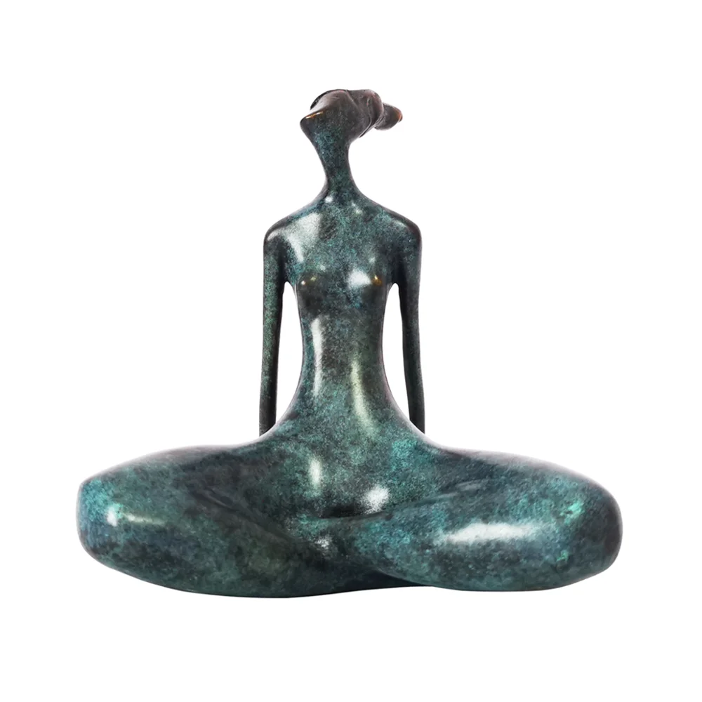 Abstract Yoga Woman Bronze Statue Figurine Modern Female Sport Sculpture Art Small