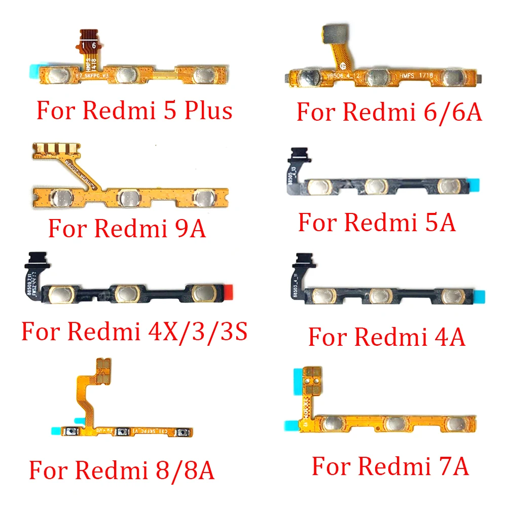 For Xiaomi Redmi 10 4 Pro 5 Plus 3 / 3S 4A 4X 5A 5 6 / 6A 9A 8A K30 8 9 10A 10C Power on/off Volume Key Button Flex Cable Ribbon