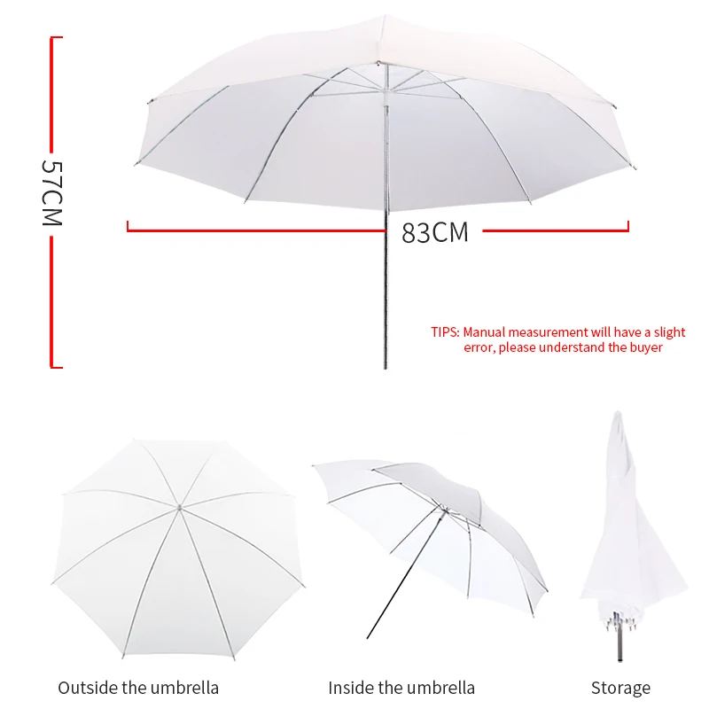 4PCS Soft Umbrella 33inch 83cm Photography Photo Pro Studio Softbox White Translucent for Photo Video Studio Shooting For flash