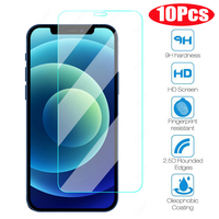 10Pcs Tempered Glass On iPhone 11 12 Pro Max XS XR 7 8 6s Plus SE 5 4S Screen Protector Protective For iPhone 12 Mini 11 Pro Max