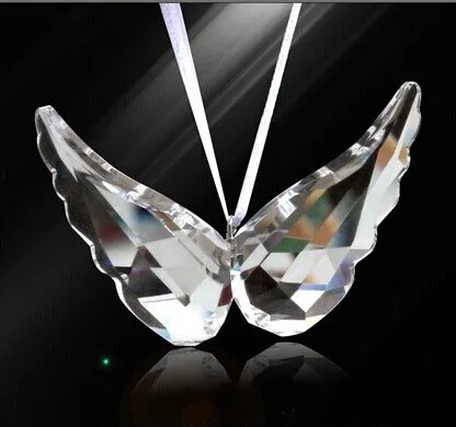 Crystal Angel Wing Car Pendant Ornament Crystal Figurines Sun Catcher Hanging Trim Christmas Gift Home Decoration