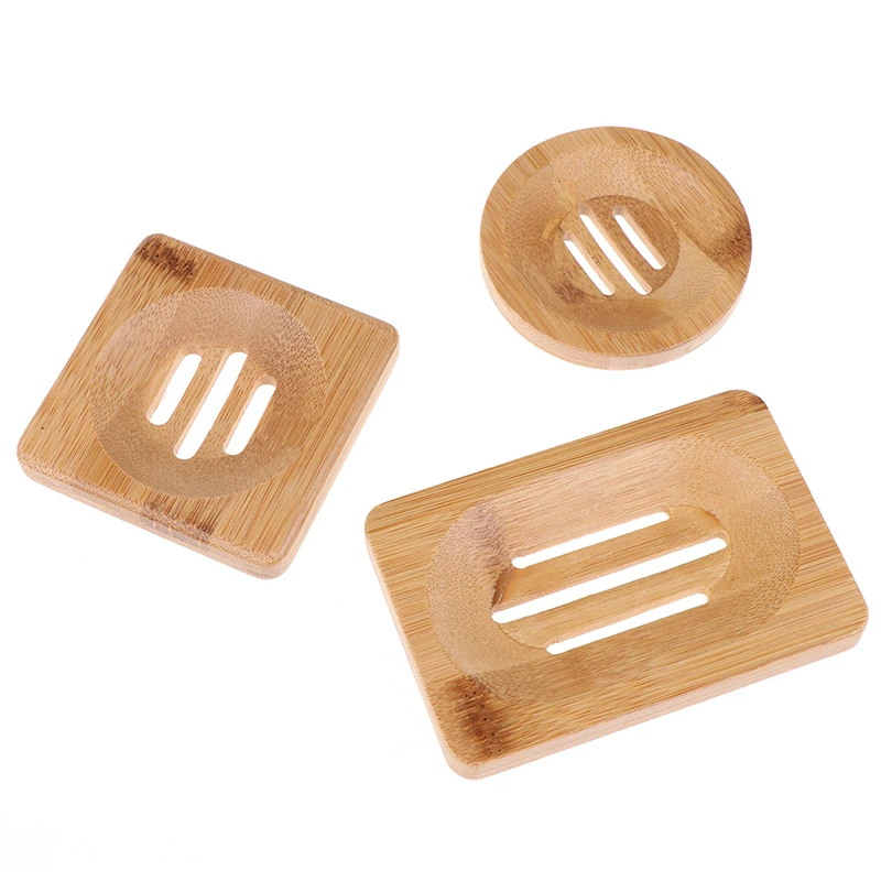 Natural Wooden Bamboo Soap Dish Wooden Soap Tray Holder Storage Soap Rack Plate Box Container for Bath Shower Plate Bathroom