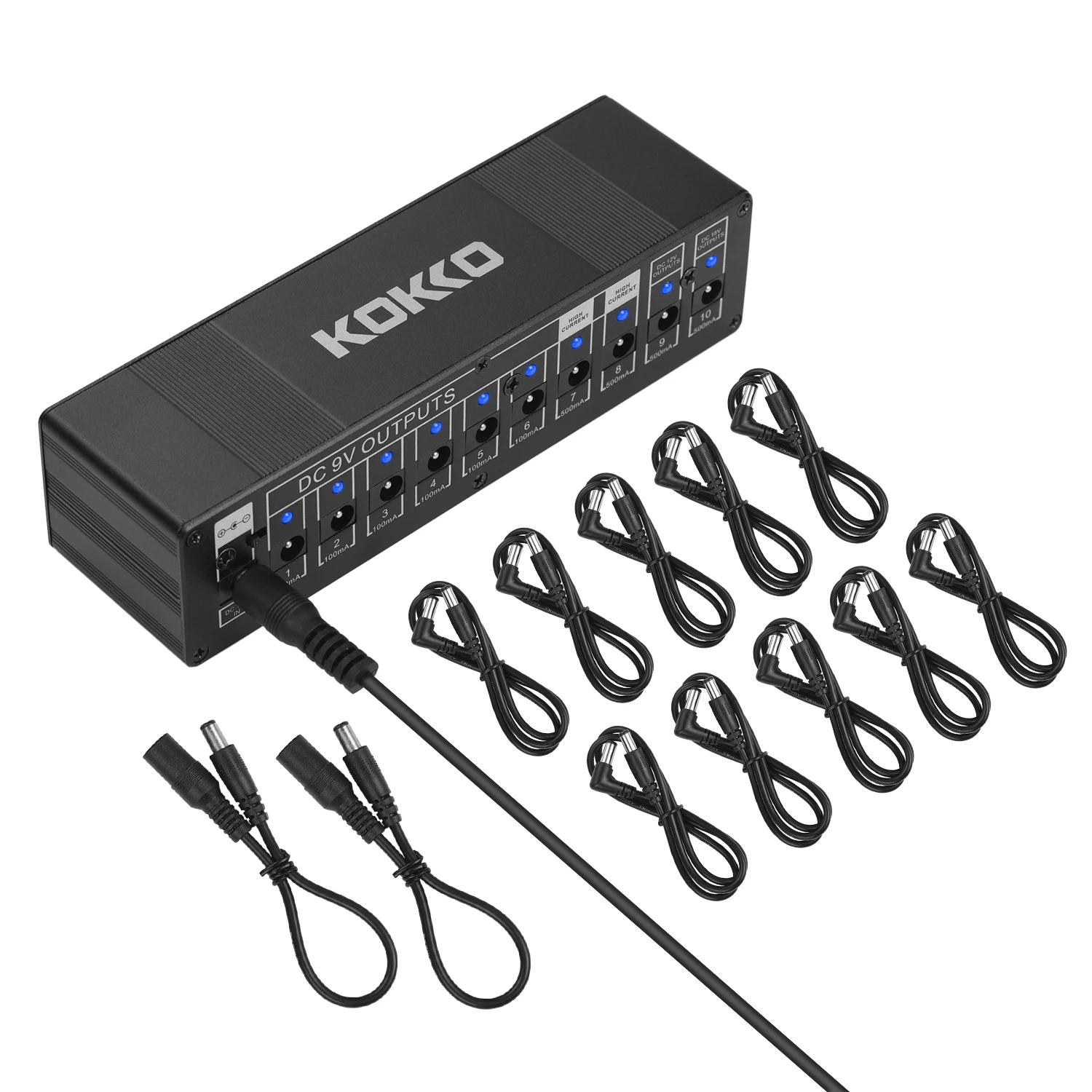 

KOKKO Compact Guitar Effect Power Supply Station Distributor 10 Isolated DC Outputs 9V/ 12V/ 18V & Protection Metal Shell