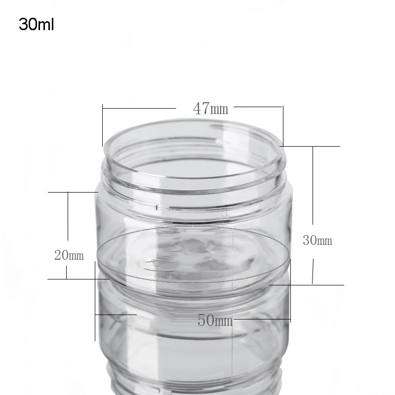 20Pcs 30/50/60/80/120/150ml Lagerung Gläser Mit Deckel Aluminium Runde Kanister leere Kunststoff Kosmetik Gläser Lebensmittel Reise Flasche Topf – Detail 7