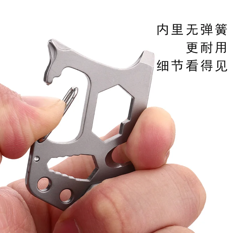 Multifunctional Mountaineering Carabiner EDC Keychain Gear Outdoor Tool Camping Hiking Stainless Steel Wrench Opener