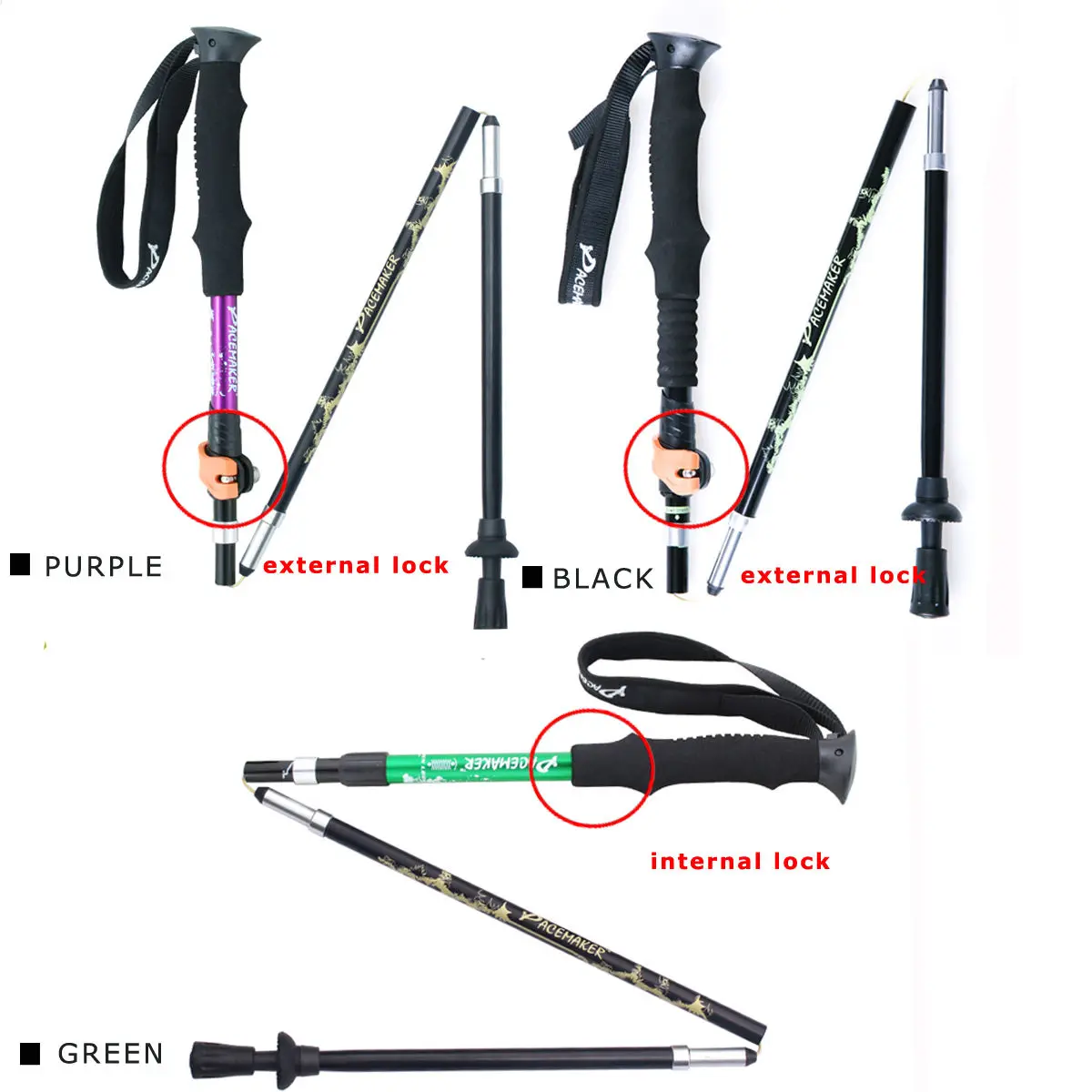 YOUGLE Adjustable 4 Section Alpenstock Komperdell Walking Trekking Pole For Hiking Mounting