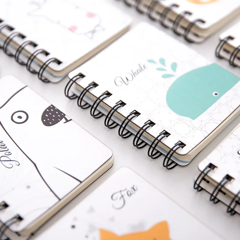 1pcs New Cartoon Portable Mini Coil Notepad Hard Cover Cute Animal notebook memo Time Organizer student School Supplies Kid Gift