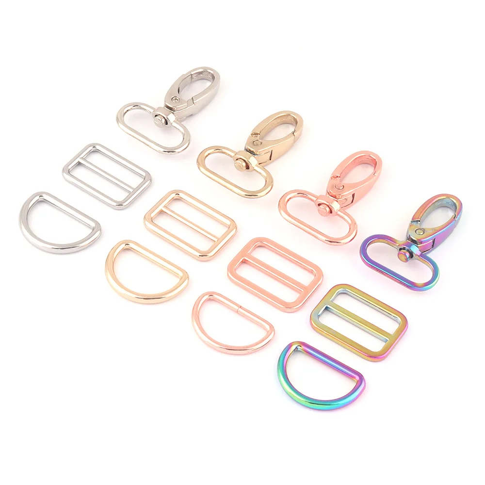 

1"(25mm) Rainbow Metal Swivel Claw Clasps,Belt Strap Slide D Ring Dog Collar Adjuster Purse Buckle Webbing Backpack Hardware