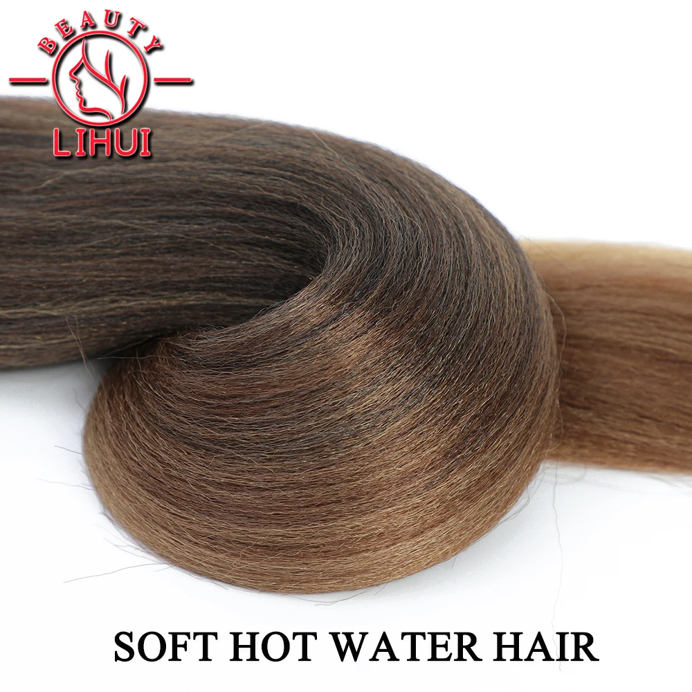 Lihui-extensiones de cabello sintético largo con degradado, trenzas Jumbo, fácil de estirar, profesional, textura Yaki