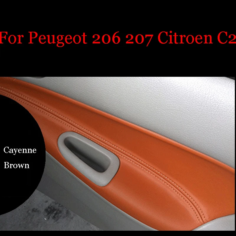 4PCS Microfibre Leather Interior Door Panel Armrest Cover For Peugeot 206 Citroen C2