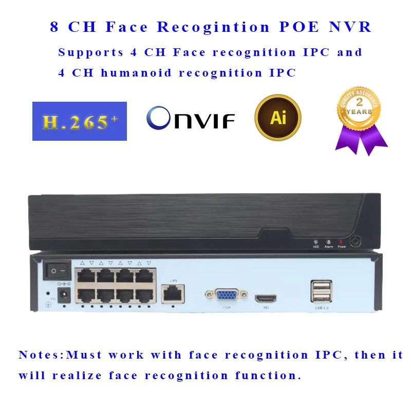 

Face Recognition POE NVR 8 CH P2P IP Video Recorder Supports 5MP IPC Input H.265 Onvif Target Count for IP Camera Surveillance