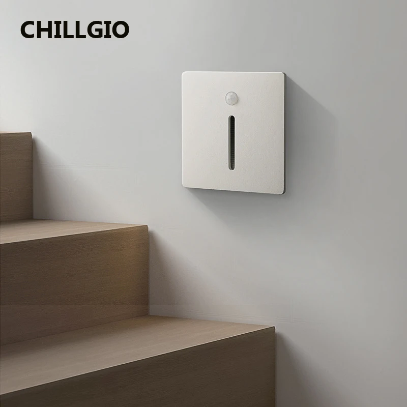 CHILLGIO Sensor Recessed Led Stairs Light Step Outdoor Aluminum Waterproof Night Wall Foot Lamps Modern Indoor Corner Lighting