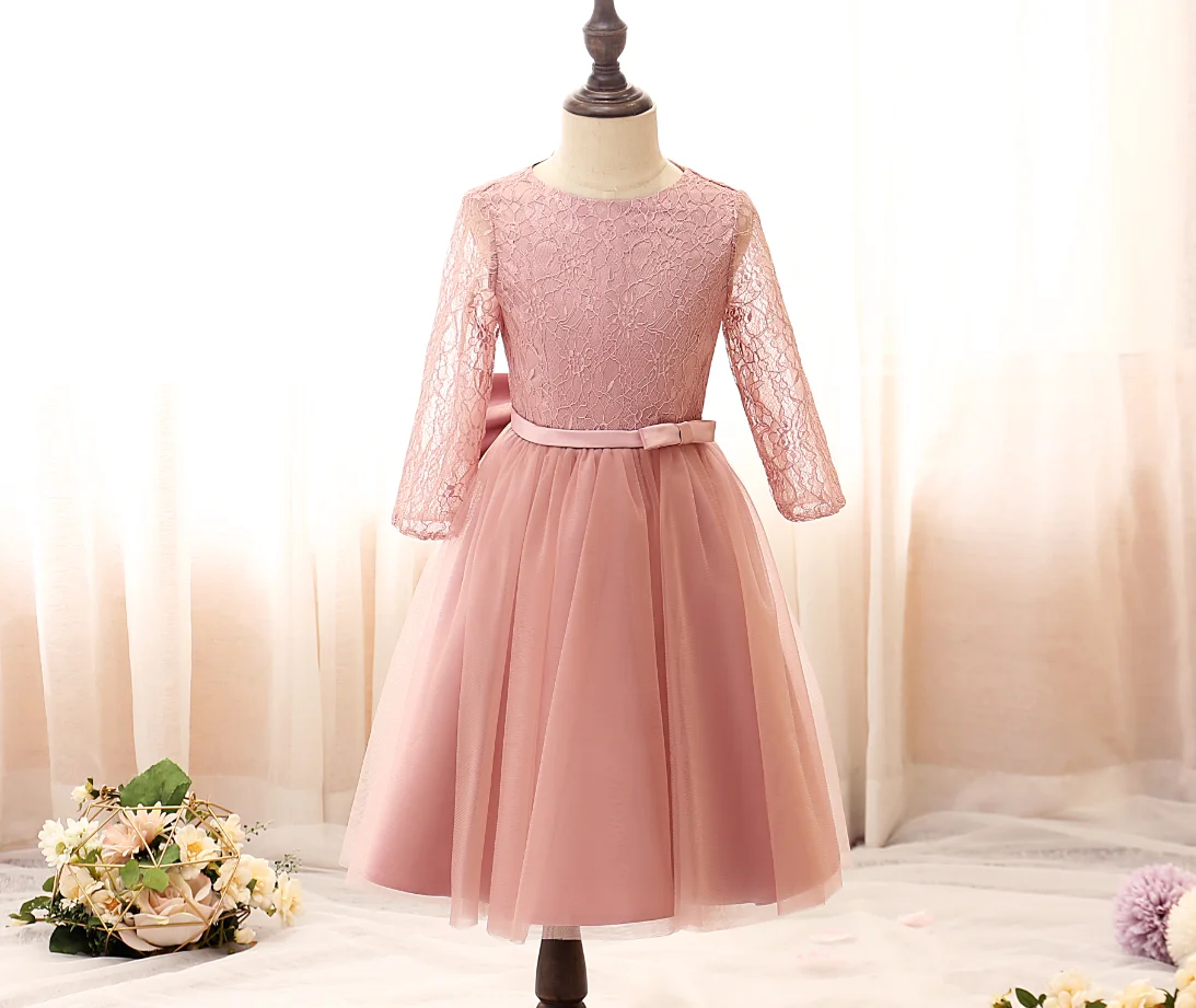 Cô Gái Dự TiệC Đảng Thêu Lưới Bóng Công Chúa Bầu Dress Tiểu Phù Dâu Tiệc Cưới Đầm Trẻ Em Quần Áo