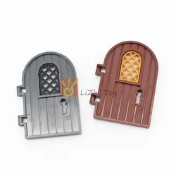 MOC 64390 Door 1x4x6 Round Top with Pane Window and Keyhole Enlighten Building Blocks Bricks Toys Compatible Construction