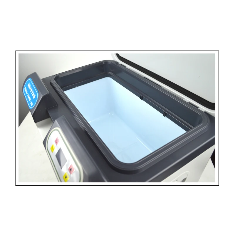 Multifuncional pequeno frigorífico com fivela dupla design forte vedação portátil handletemperature ajustável lcd displa