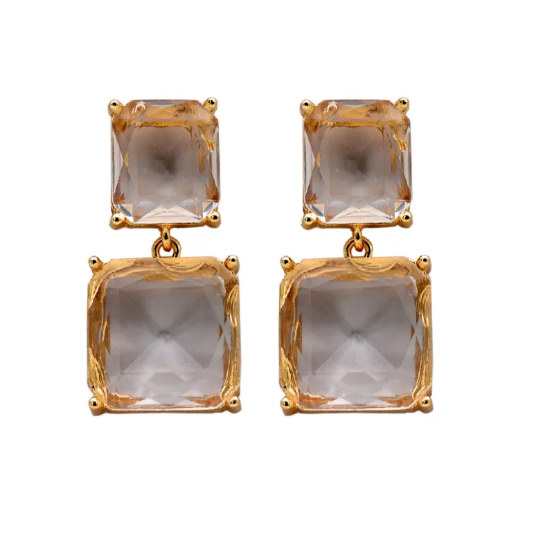 Minimalist Geometric Block Clip on Earrings No Hole Ear Clips Exaggerated Transparent Square Clip Earring Without Piercing Women