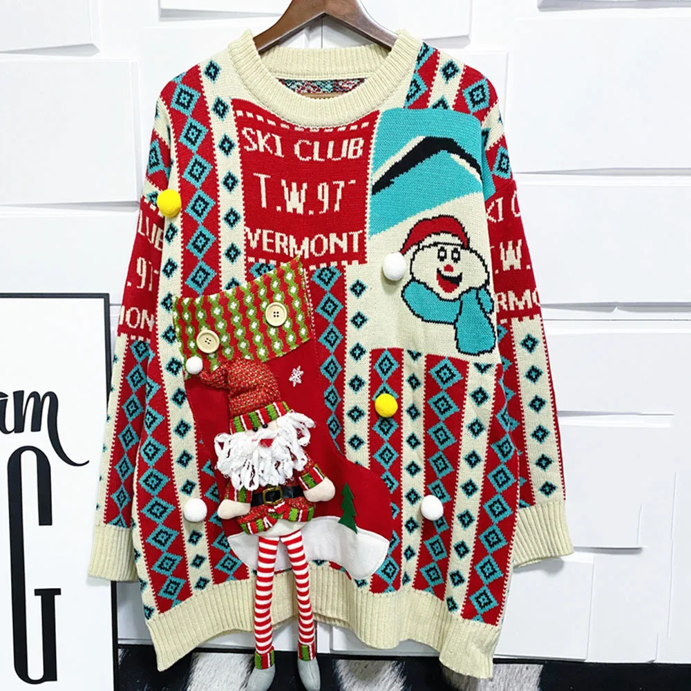 Ugly Christmas Sweaters For Women Twenty Styles Female Large Size Christmas Snowman Sweater Women Pullover Sweater