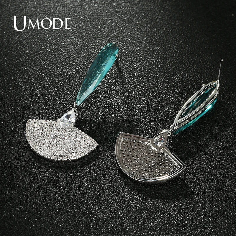 UMODE NEWS Drop Type CZ Earring Sector round Zircon Earrings for Elegant Women Bridal Wedding Jewelry Accessories Gift UE0727