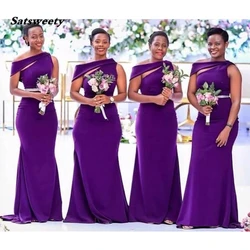 Vestidos de dama de honor largos para mujer, vestido de sirena de satén, vestido de fiesta de boda, vestido Formal de graduación, vestido de dama de honor negro africano, púrpura, personalizado