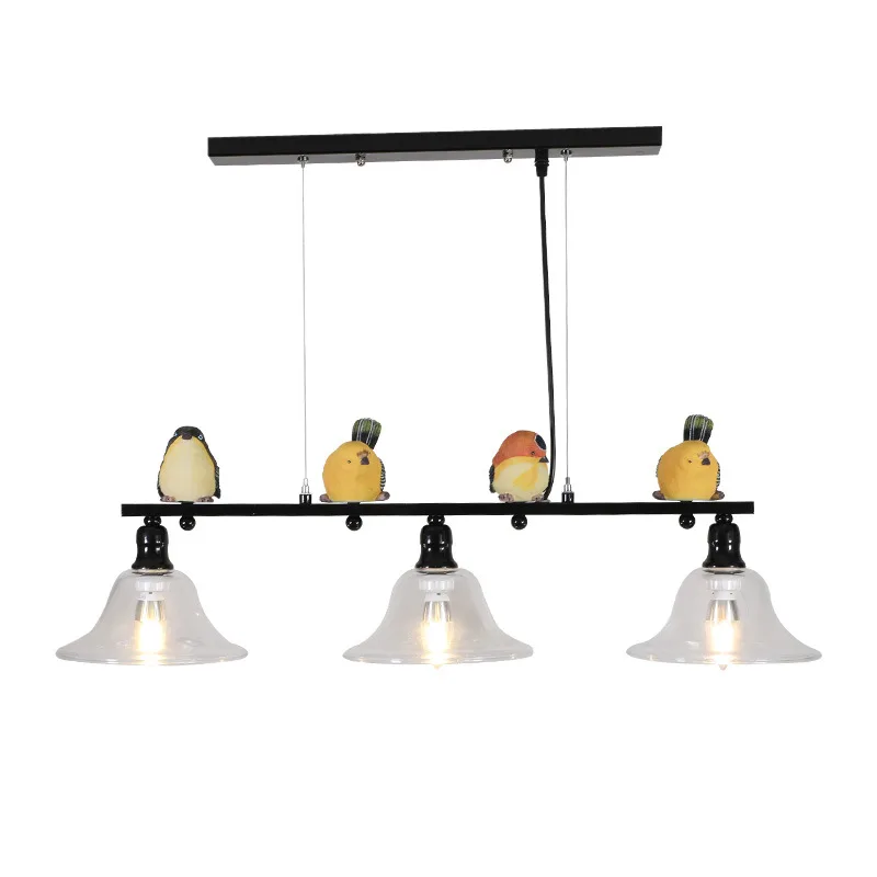 Nordic pastoral iron glass resin bird chandelier  lamps dining room living room white / black lights