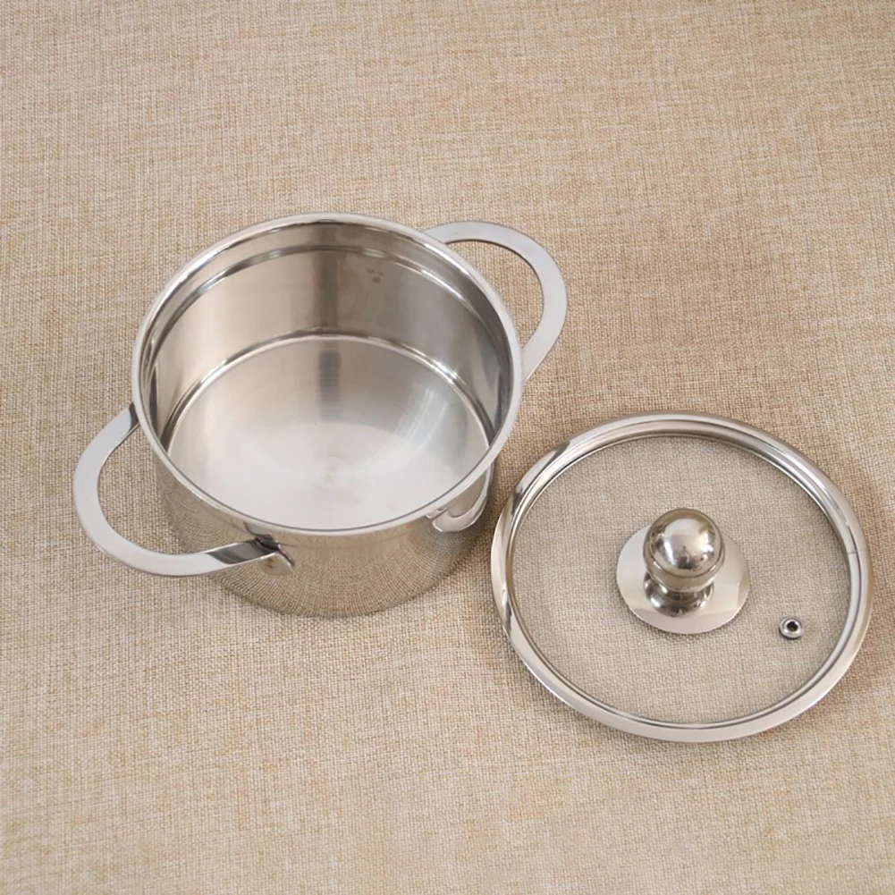 14cm/16cm Cooking pots Stainless Steel Thickened Pan Kitchen Boiler Cooking Iduction Gas Pots Boiler Soup Milk Pots for Kitchen