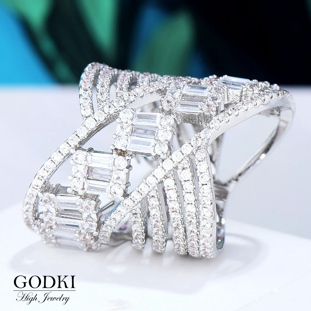 GODKI New Luxury Flower Shell Geometry Cubic Zironium Engagement Dubai Naija Bridal Finger Rings Jewelry Addiction