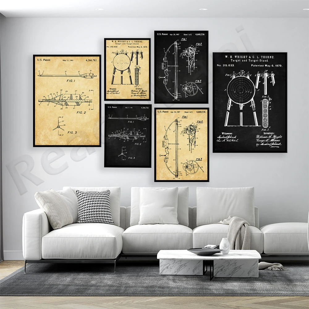Outdoor Hunting Paintings - Imprimés de brevets d'archerie, brevets d'arc,