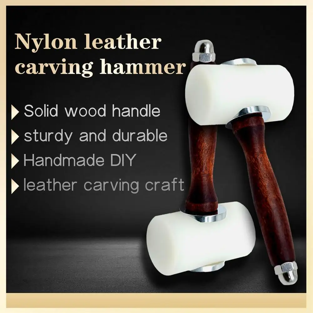 Handheld leather carving hammer, DIY craft, cowhide hole puncher, cutting nylon hammer, wooden handle tool, new product, nylon h