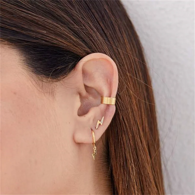 CRMYA Gold Silver Plated Stud Earrings For Women Unusual Lightning Piercing Ear Earring For Girls Jewelry Wholesale Pendientes