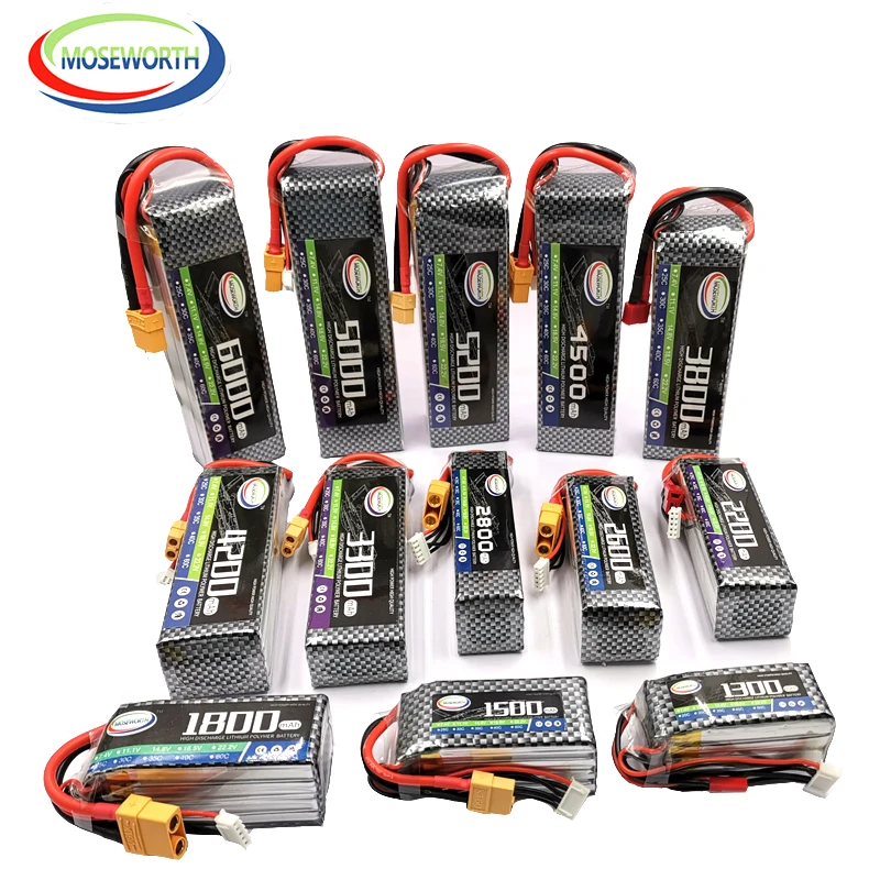 2S 3S 4S 6S 7.4V 11.1V 14.8V 22.2V 1300 1500 1800 2200 3500 4200 5200 6000mAh 30C 40C 60C RC Toy LiPo Battery RC Airplane Drones