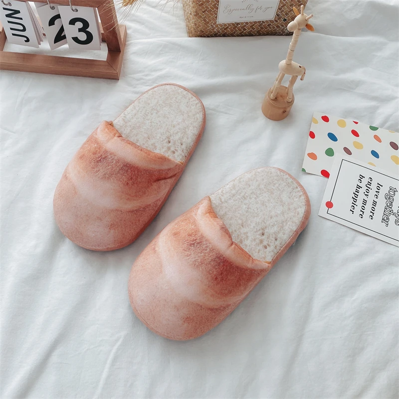 Simulation Bread Pattern Home Cotton Shoes Warm Winter Baguette Indoor Slippers Women Girl Soft and Thick Sole Non-slip Fashion