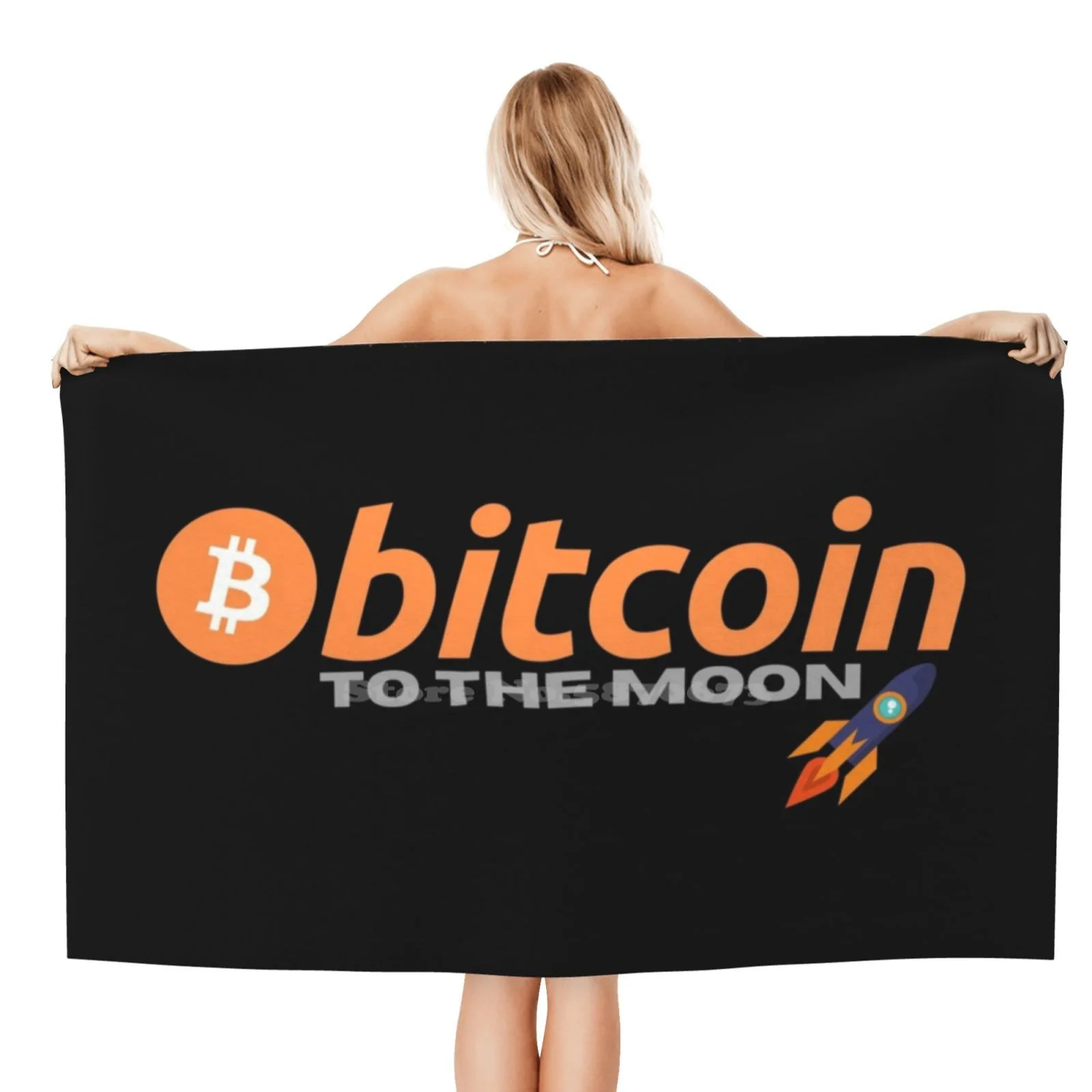 Btc To The Moon! Custom Soft Bathroom Towels Home Outdoor Btc Moon Crypto Rocket Hodl Currency Magnet Cup Blast Off Bitcoin