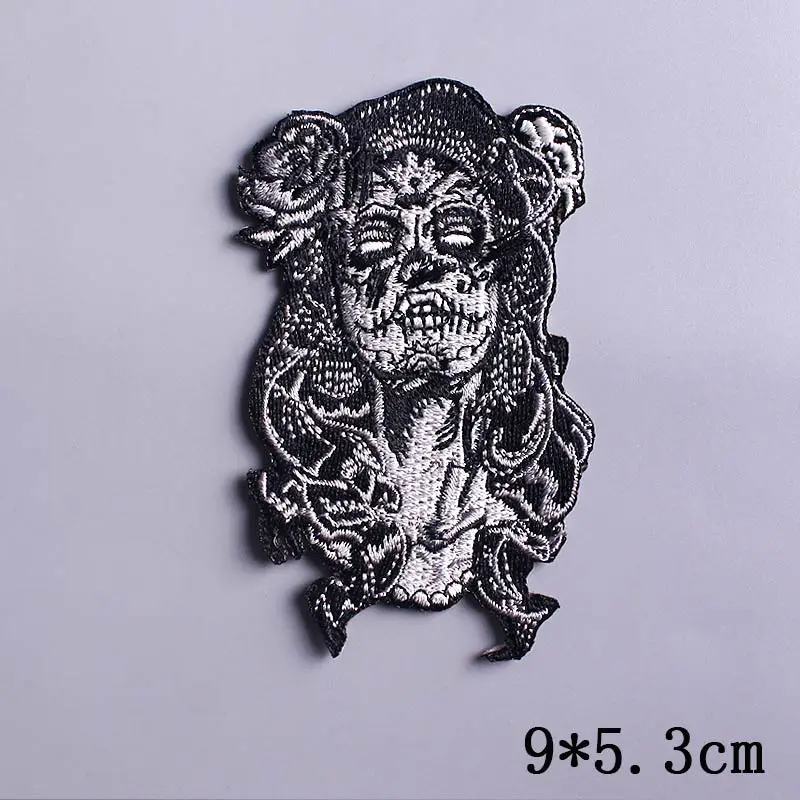 Zombie Bride Patch Skull Embroidered Patches For Clothing Stickers Iron On Patches Punk Patch Clothes Appliqued Sewing Supplies