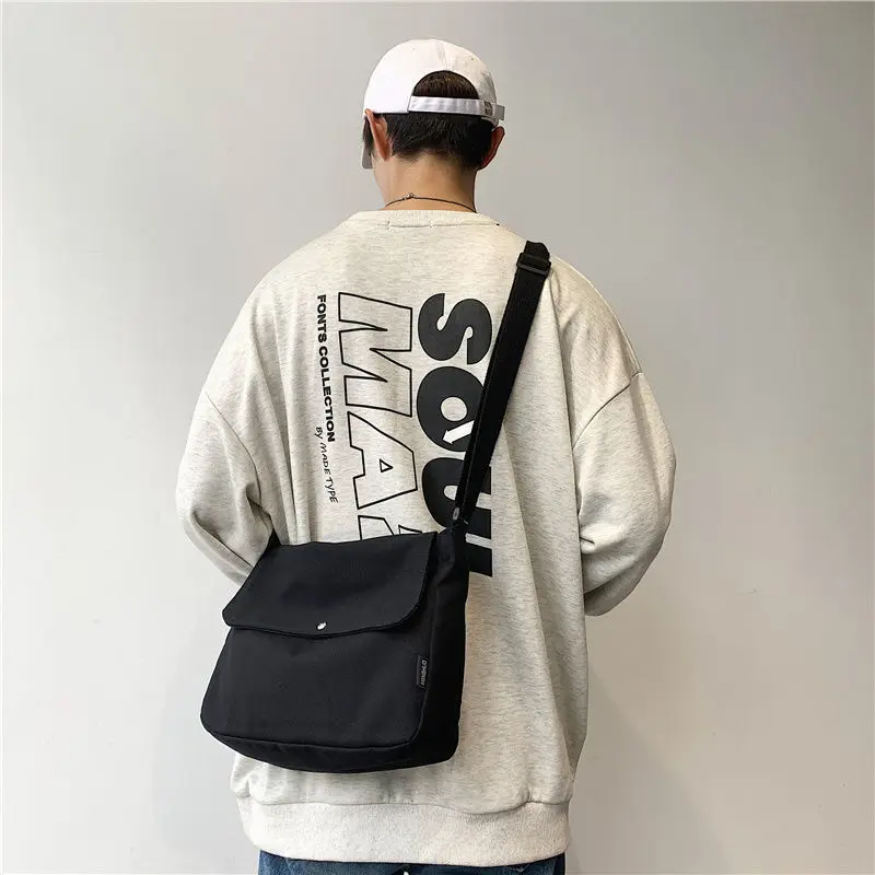 Canvas Shoulder Bag Pures And Bags Crossbody Korean Unisex Casual Zipper Hasp SOFT Simple Girls Bag Couple Bag All-match