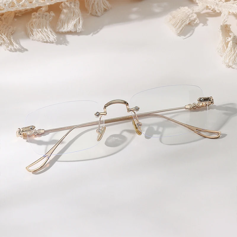 DDDLONG Rimless okulary kobiety przeciw promieniowaniu okulary męskie zmień kolor okulary kwadratowe blokujące niebieskie światło okulary D53