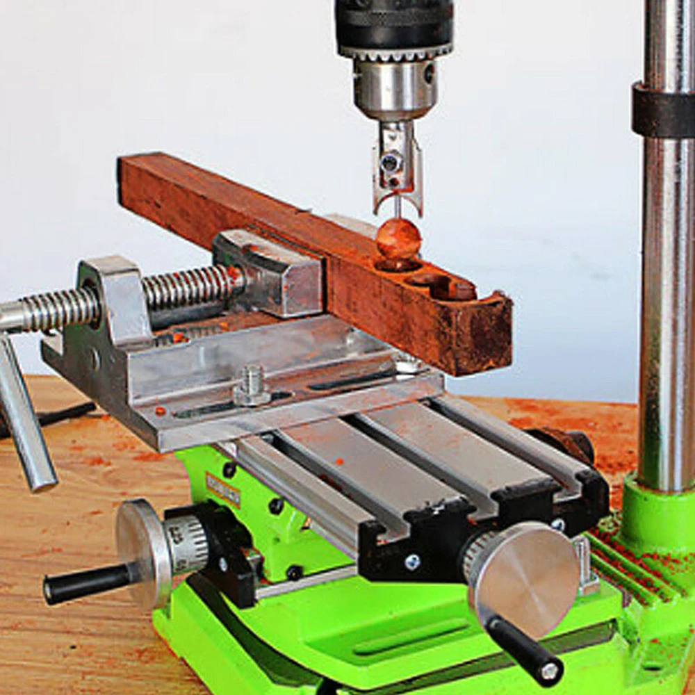 Mini Milling Machine Multi-function Bench Drill Machine Vise Fixture X Y Axis Adjustable Feeder Work Table Wood Milling Cutter