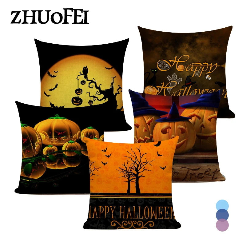 

Halloween Decor Cushion Cover Pumpkin Printed Letter Pillow Cover 45x45cm Living Room Sofa Chair Seat Throw Pillowcase C0041