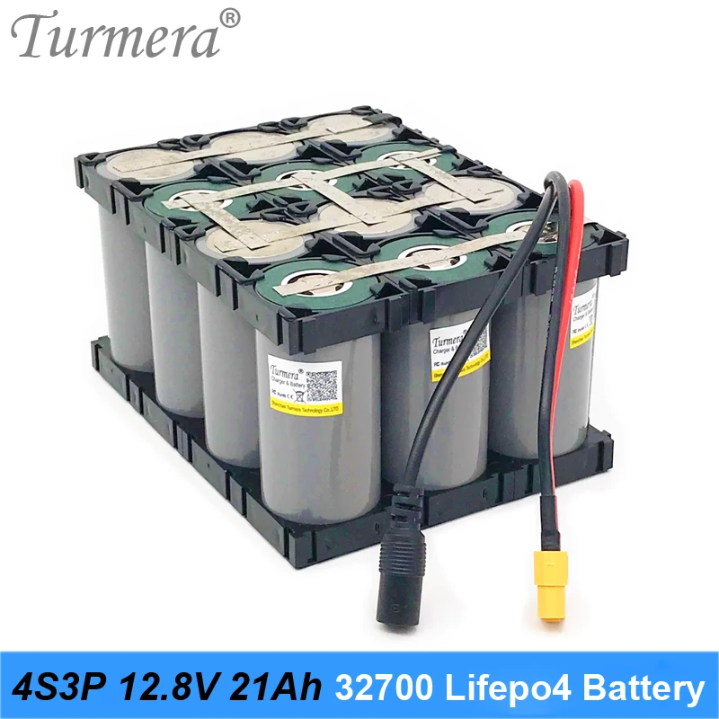 32700 4S3P 12.8V 21Ah Lifepo4 بطارية حزمة مع 4S 40A متوازن BMS للكهرباء قارب و دون انقطاع امدادات الطاقة 12V Turmera