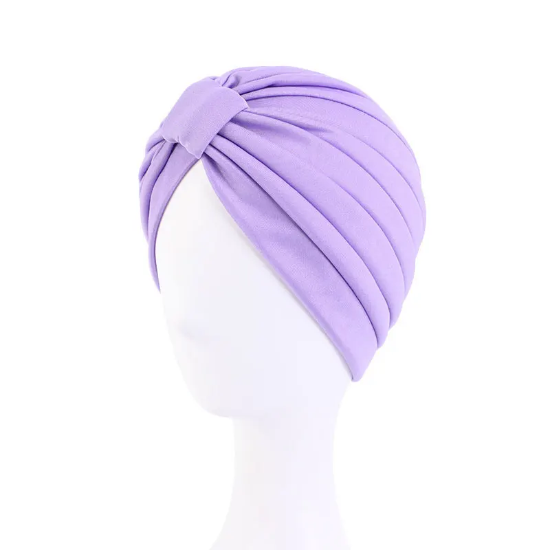 Fashion Solid Color Women Muslim Headscarf Top Knotted Turban Hat Sleep Hat Inner Hijab Bonnet Femme Round Head Cover Headwrap