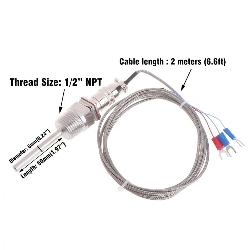 RTD Pt100 Temperature Sensor Probe L 5cm 1/2\