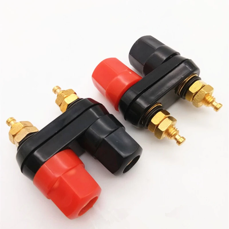 10pcs/lot Gold - plated double hexagonal power amplifier binding post red - black power hexagonal double binding post